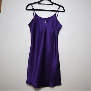 Vintage 80s Dark / Royal Purple Satin Mini Slip Dress